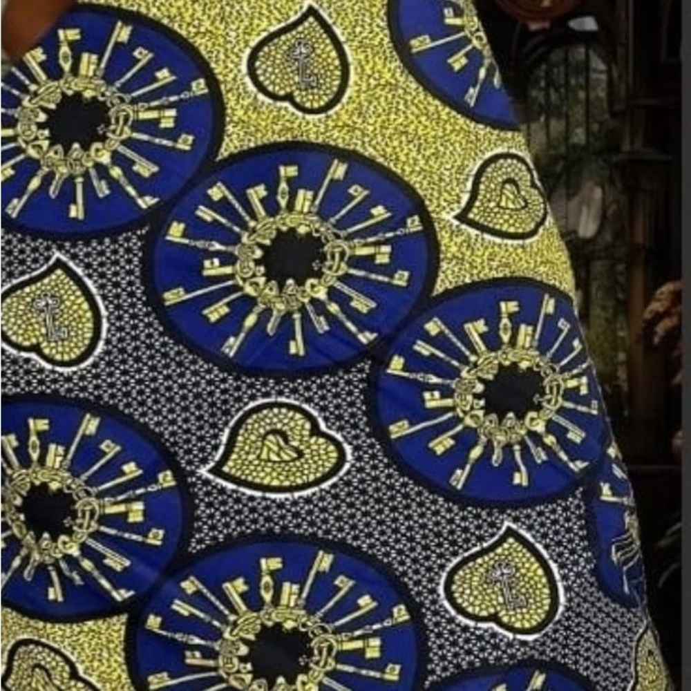 Women’s Ankara Print Circle Skirt in Blue and Yellow